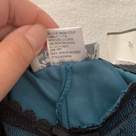 Cinema Etoile vintage lingerie medium large blue two piece cami teddi thong new - Picture 5 of 13